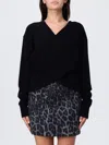Federica Tosi V-neck Knit Sweater In Fine Wool-cashmere Blend In Black