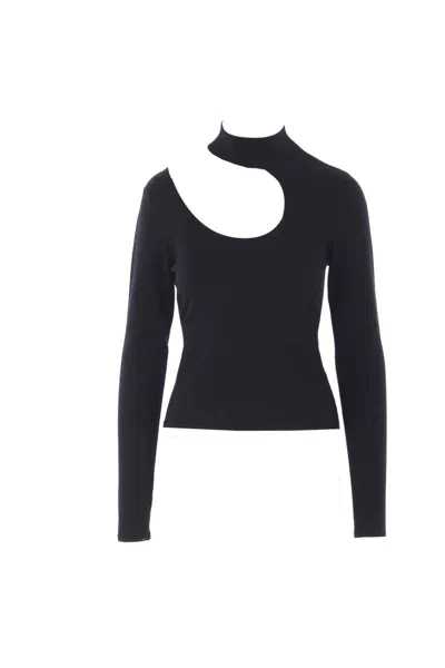Federica Tosi Cut-out Mock-neck T-shirt In Black
