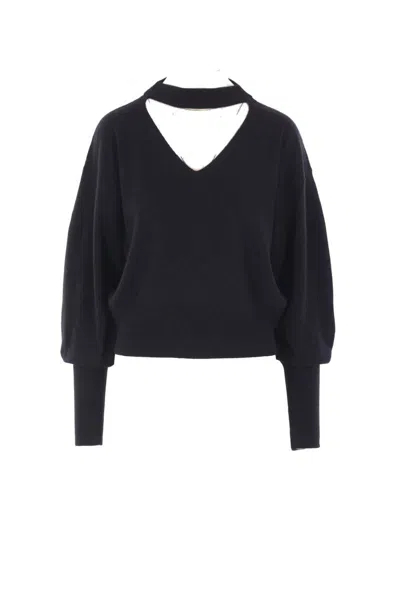 Federica Tosi Keyhole-neckline Wool-cashmere Blend Sweater In Black