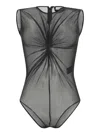 Federica Tosi Draped Tulle Bodysuit With Elegant Gathered Detail In Black
