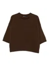 Federica Tosi Short-sleeve Cashmere-wool Sweater In Brown