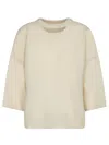 Federica Tosi White Sweater With Dropped Shoulder And Three-quarter Sleeve In Wool And Cashmere Blend Woman In Neutral