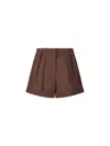 Federica Tosi Tailored Pleated Shorts With Belt Loops In Brown
