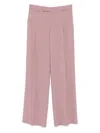 Federica Tosi Wide Leg Pleated Trousers With Belt Loops In Pink