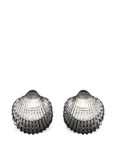 Federica Tosi Textured Shell Earrings In Gray