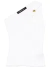 Federica Tosi Jewel Embellished Asymmetrical Neckline Top In White