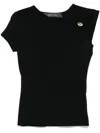 Federica Tosi Asymmetrical Black Top With Brooch Detailing In Black