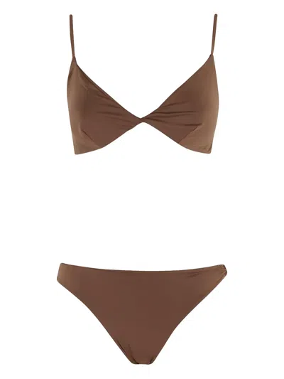 Federica Tosi Torcion Twist-front Bikini In Cacao