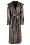 Federica Tosi Trench Pelle Metallo In Brown