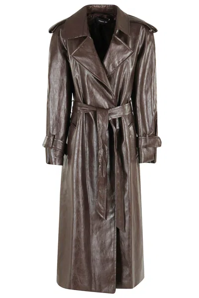 Federica Tosi Trench Pelle Metallo In Brown