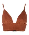 Federica Tosi Triangle-cup Shirred Cropped Top In Brown