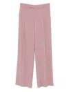Federica Tosi Wide Leg Pleated Trousers With Belt Loops In Pink