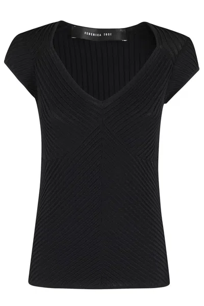 Federica Tosi Tubular Cap Sleeve Top In Black