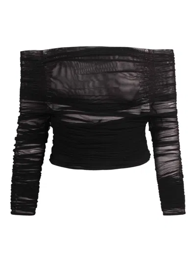 Federica Tosi Tulle Boat-neck Top In Black