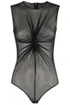 Federica Tosi Draped Tulle Bodysuit With Elegant Gathered Detail In Gray