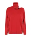 Federica Tosi Dramatic Cut-out Turtleneck Sweater In Red