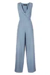 Federica Tosi Cerulean Jumpsuit With V-neckline In Ceruleo