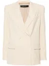 Federica Tosi Butter-coloured Double-breasted Jacket In Wool Blend In Neutrals