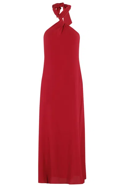 Federica Tosi Twist Crepe De Chine Dress In Red