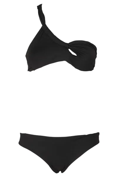 Federica Tosi Twisted Bandeau Black Bikini In Nero