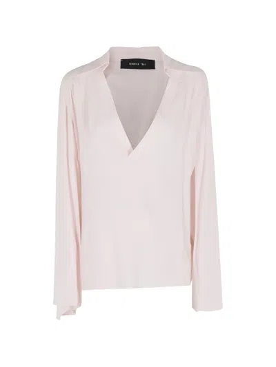 Federica Tosi Blusa Scollo V Maniche Aperte Crepe De Chine In Pink