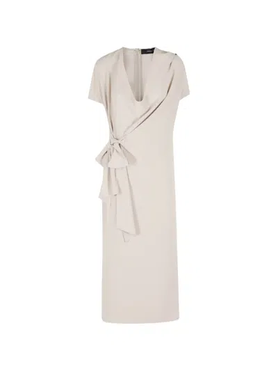 Federica Tosi V-neck Bow Dress In Neutral