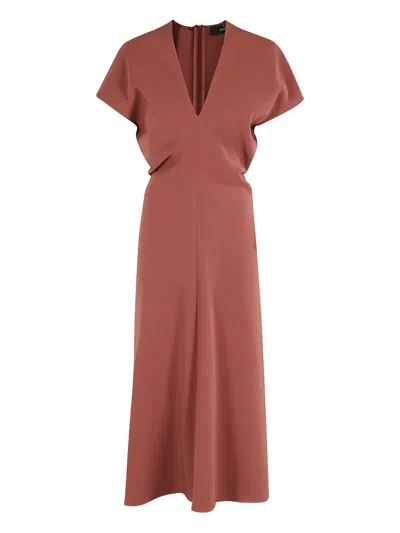 Federica Tosi Long Cady V-neck Dress In Burgundy