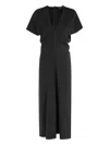 Federica Tosi V-neck Short-sleeve Midi Dress In Black