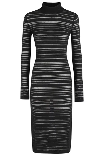 FEDERICA TOSI VISCOSE MIDI DRESS WITH SHEER DETAILS