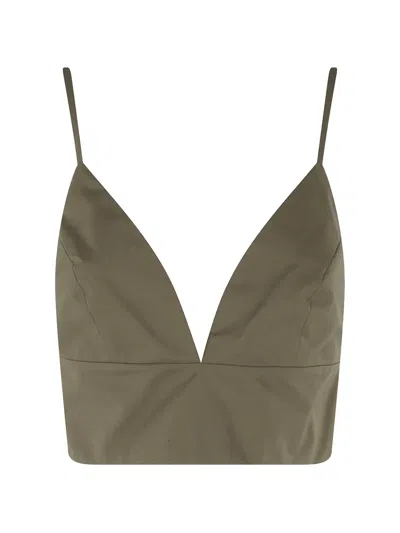 Federica Tosi V-neck Cropped Top In Green
