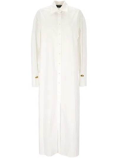 Federica Tosi White Button Front Box Pleat Dress