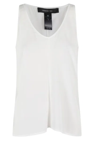 Federica Tosi White Crepe De Chine Sleeveless Top