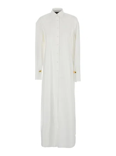 FEDERICA TOSI WHITE LONG SHIRT WITH POINTED COLLAR AND METALLIC DETAILS ON THE CUFFS IN FABRIC WOMAN