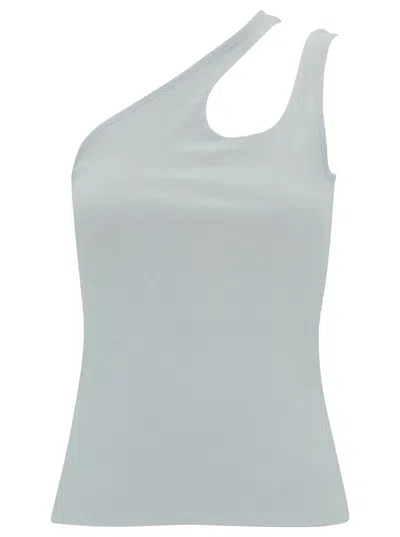 Federica Tosi White One-shoulder Top With Cut-out In Ribbed Cotton Woman