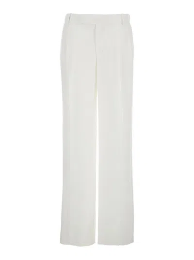 Federica Tosi White Palazzo Pants With Pences On The Front In Viscose Woman