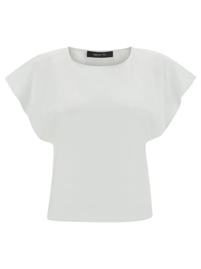 FEDERICA TOSI WHITE TOP WITH CAP SLEEVES IN STRETCH COTTON WOMAN