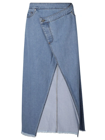 Federica Tosi Wide Front Slit Skirt In Denim