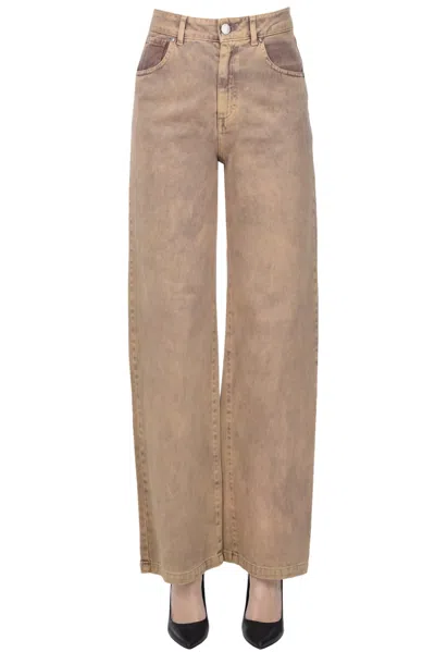 Federica Tosi Wide Leg Jeans In Buff