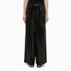 Federica Tosi Black Wide Trousers With Micro Sequins In Black