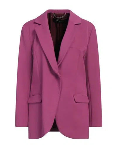 Federica Tosi Woman Blazer Purple Size 8 Polyester, Virgin Wool, Elastane, Acetate, Viscose