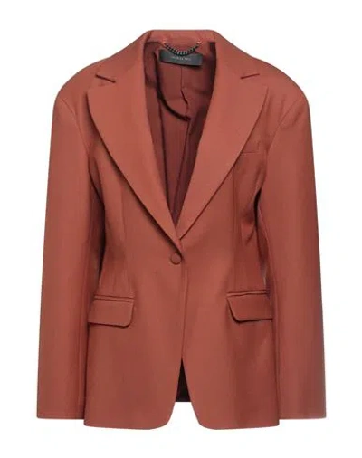 Federica Tosi Woman Blazer Rust Size 6 Polyester, Wool, Elastane In Red