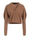 Federica Tosi Woman Cardigan Camel Size 4 Wool, Cashmere, Polyamide In Beige