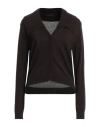 Federica Tosi Woman Cardigan Dark Brown Size 8 Wool, Cashmere