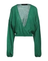Federica Tosi Woman Cardigan Green Size 6 Mohair Wool, Alpaca Wool, Polyamide In Green