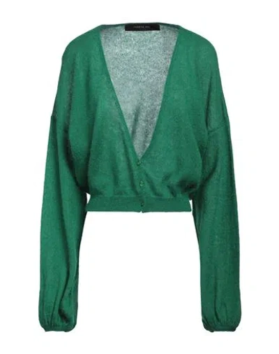 Federica Tosi Woman Cardigan Green Size 6 Mohair Wool, Alpaca Wool, Polyamide