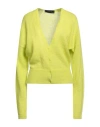 Federica Tosi Woman Cardigan Lime Green Size 8 Mohair Wool, Alpaca Wool, Polyamide