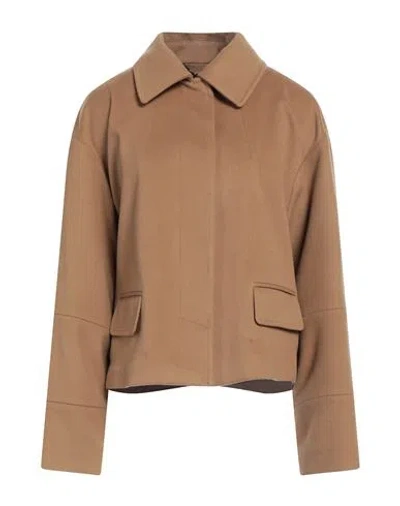 Federica Tosi Woman Jacket Camel Size 8 Virgin Wool, Cashmere In Beige