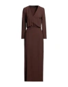 Federica Tosi Woman Maxi Dress Brown Size 4 Acetate, Viscose