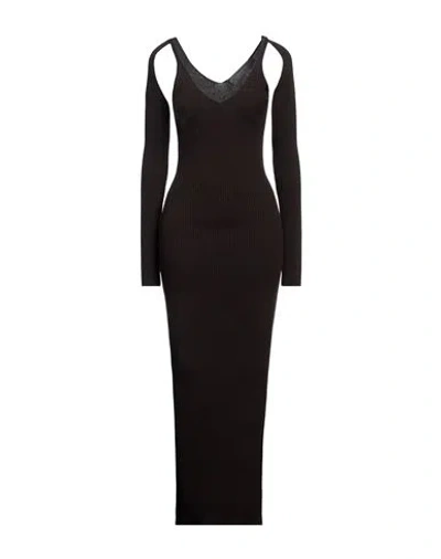 Federica Tosi Woman Maxi Dress Dark Brown Size 4 Wool, Cashmere