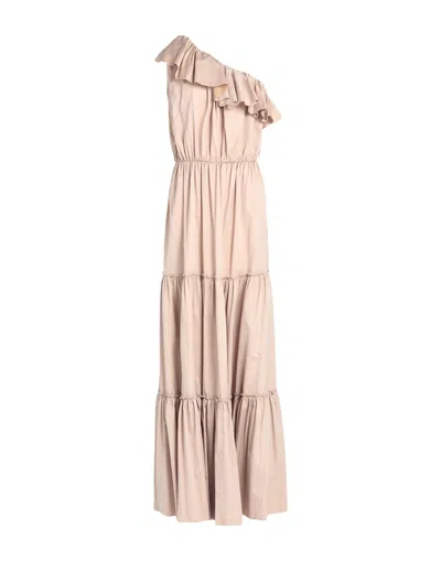 Federica Tosi Woman Maxi Dress Light Brown Size 4 Cotton, Silk In Beige